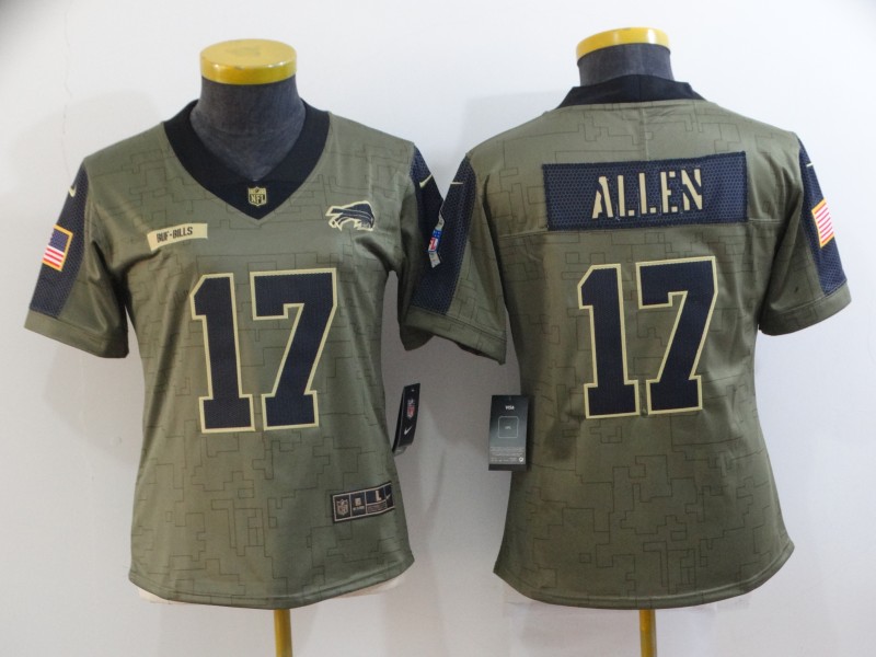 2021 Women Buffalo Bills 17 Allen Nike Olive Salute To Service Limited NFL jersey